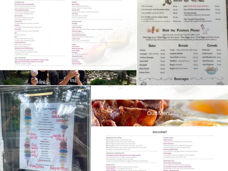 Gronsky's Milk House Menu