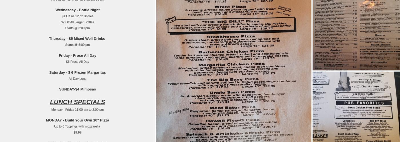 Cellarman's Pub & Brewery Menu