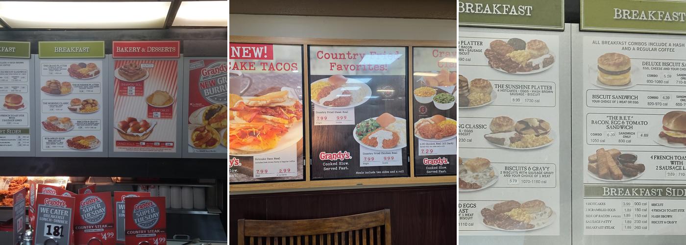 Grandy's Menu
