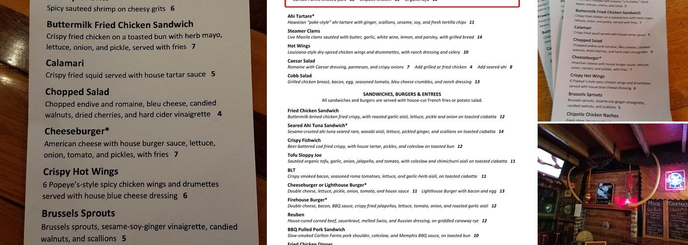 Lighthouse Restaurant & Bar Menu