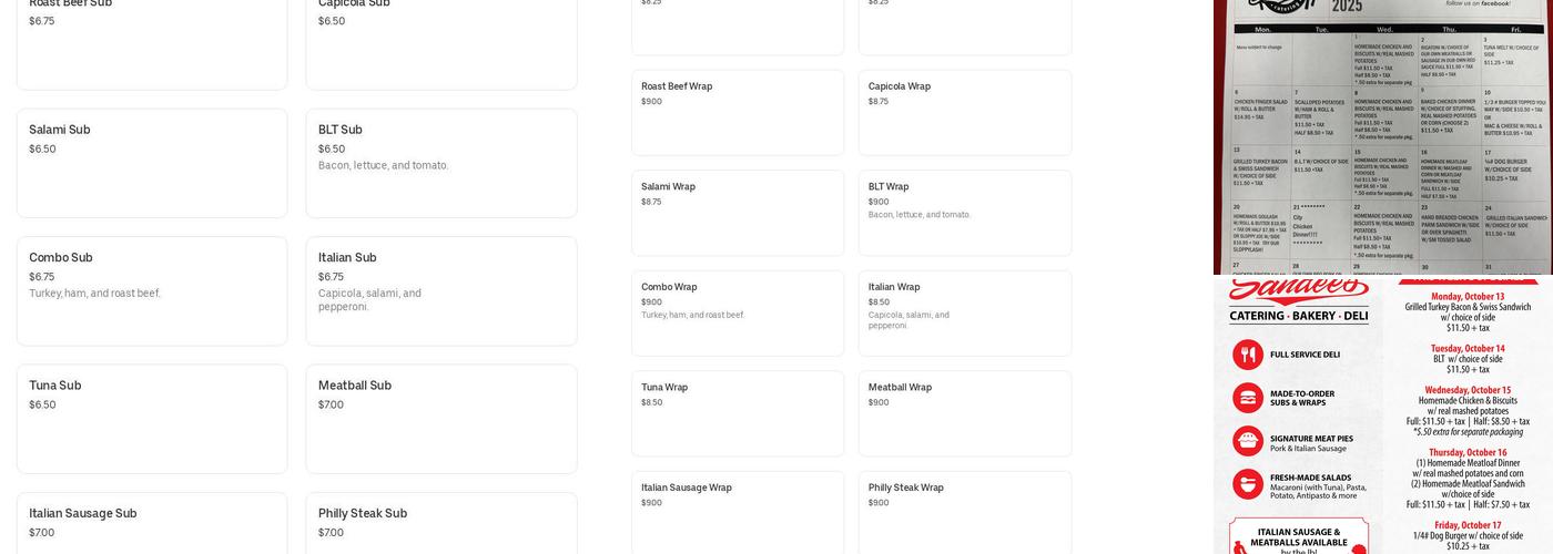 Sandee's Brooklyn Square Cafe Menu