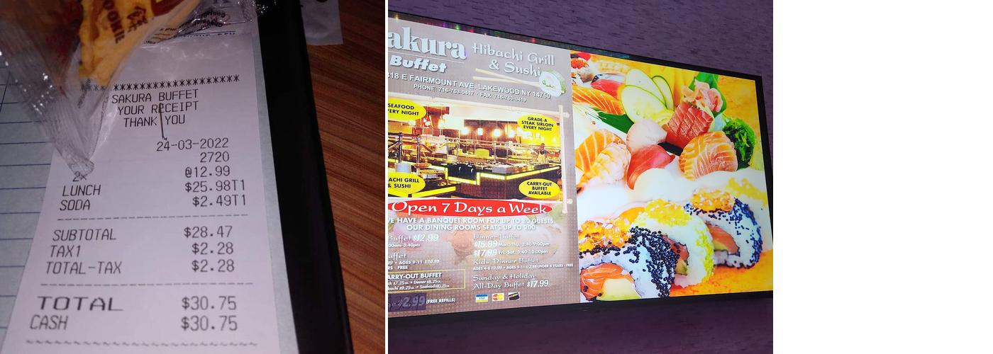 Sakura Buffet Menu