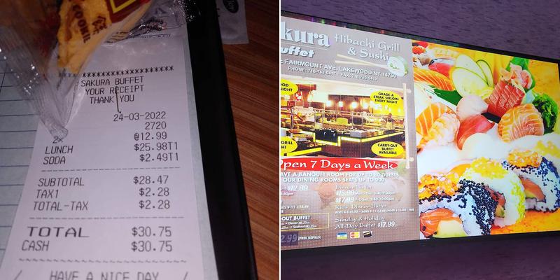 Sakura Buffet Menu