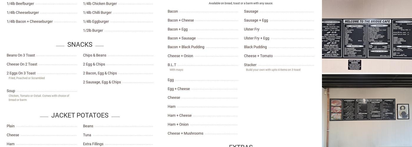 The Bridge Cafe Menu
