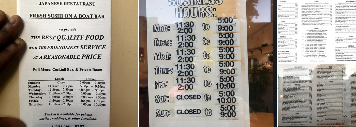 Tenkyu Menu