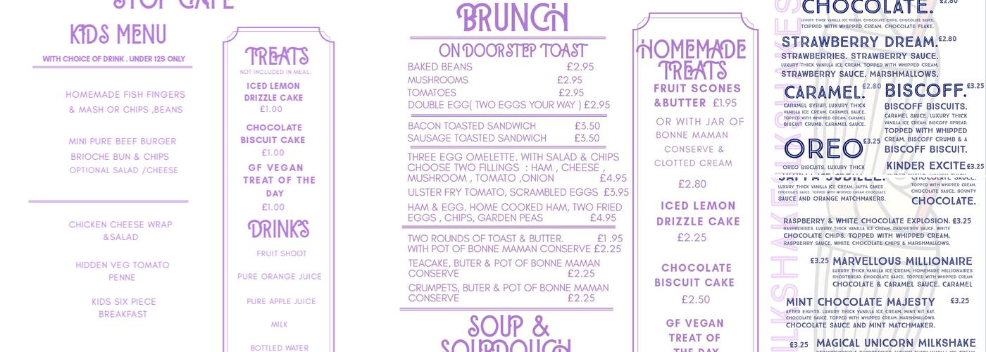 The Whistle Stop Cafe Menu