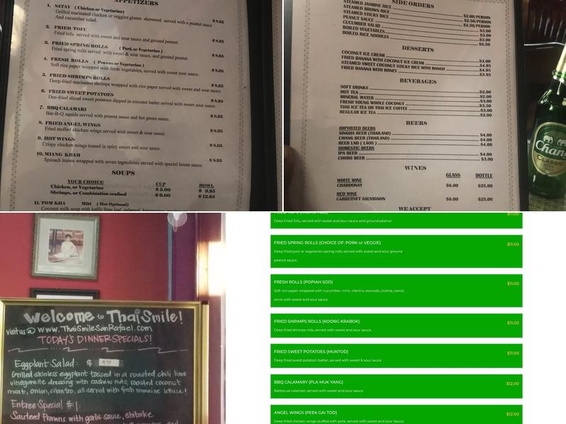 Thai Smile Menu