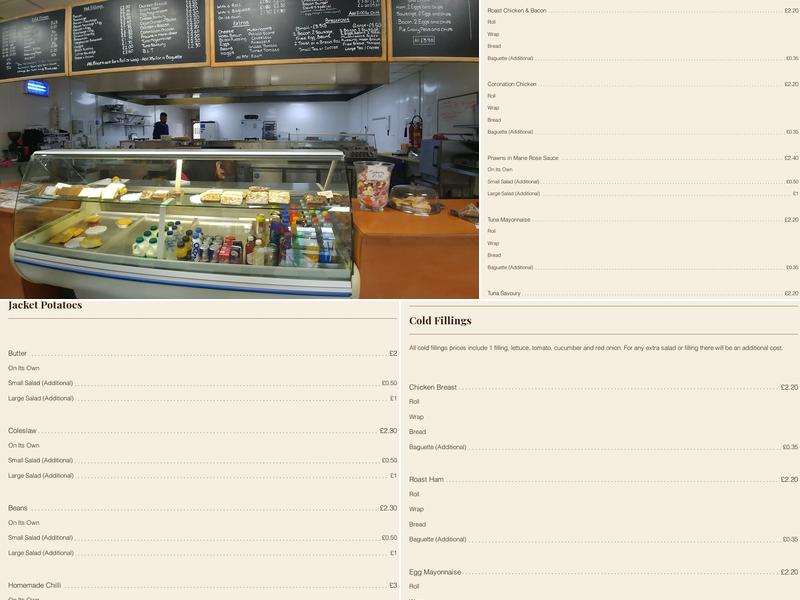 Claires Kitchen Menu