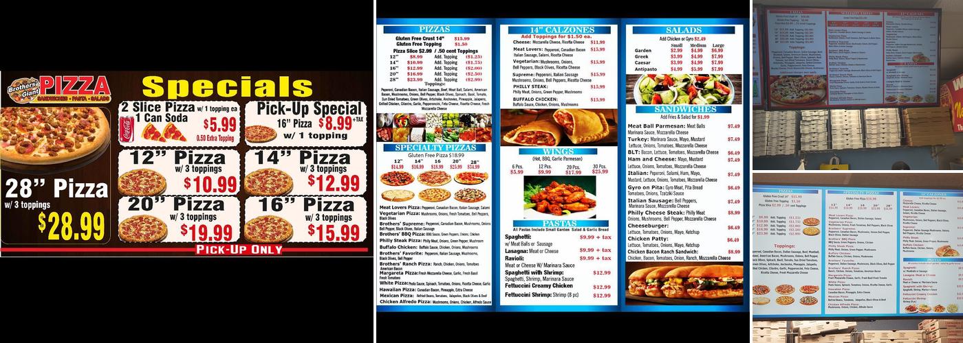Brothers' Giant Pizza Menu