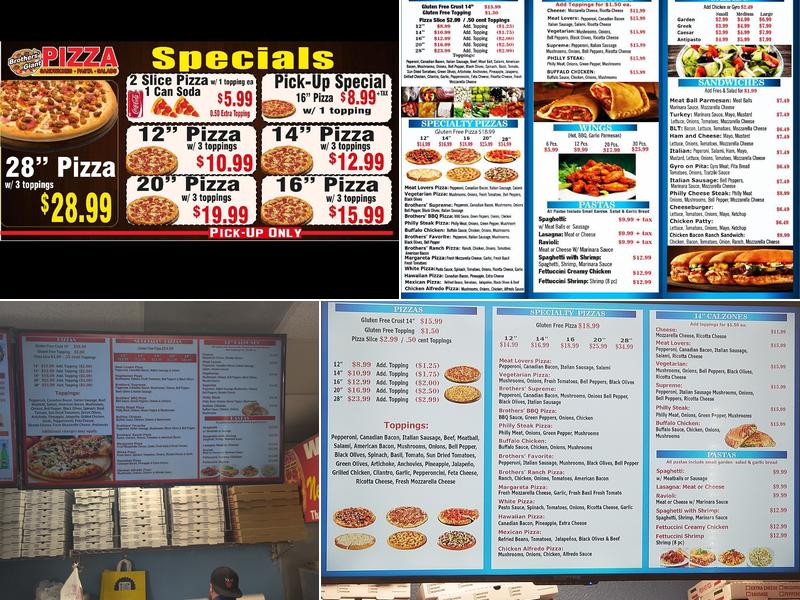 Brothers' Giant Pizza Menu