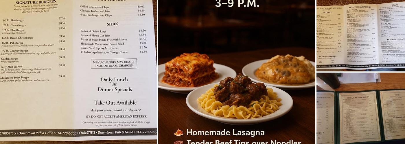 Christie's Downtown Pub & Grill Restaurant Menu
