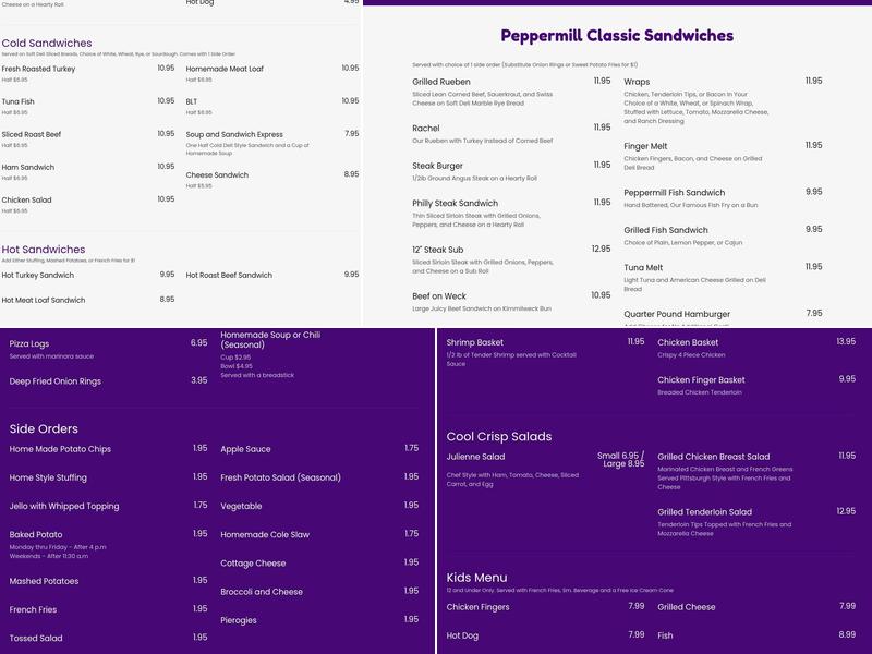 Peppermill Restaurant Menu