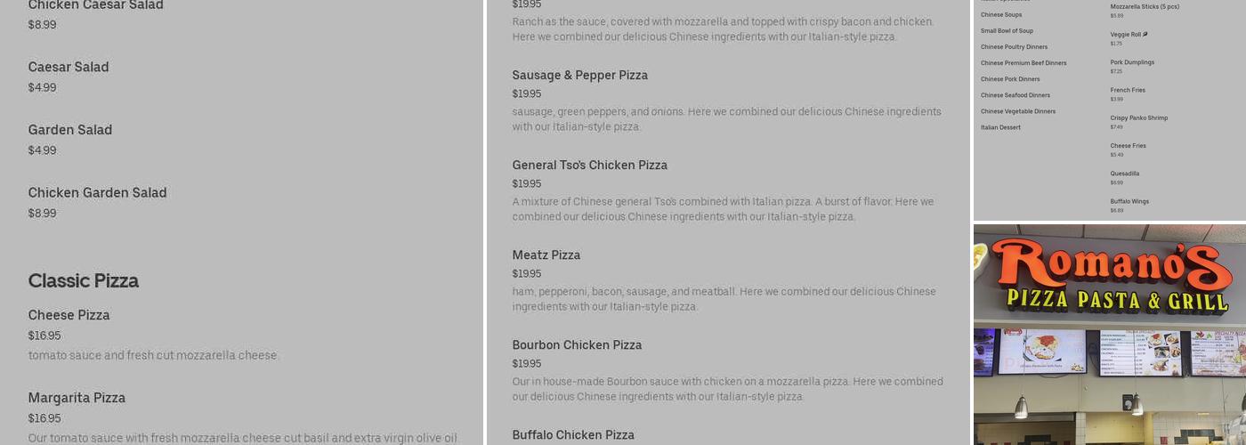Romano's Pizzeria Menu