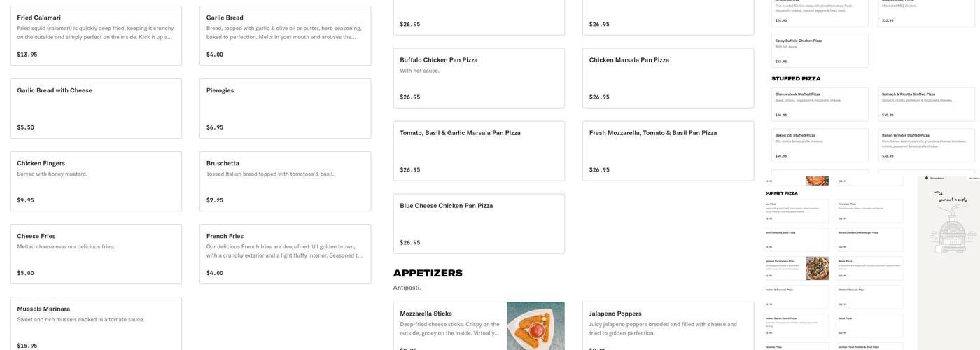 Tonino's Pizza Menu