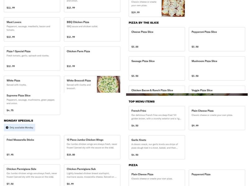 PIZZA 1 Menu