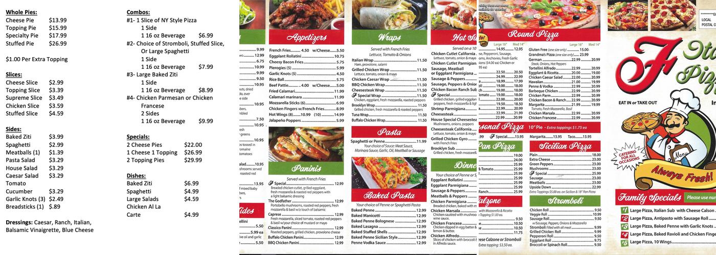 F Italian Pizza Menu