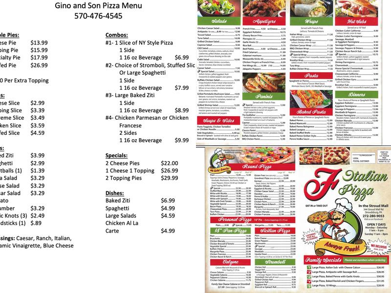 F Italian Pizza Menu