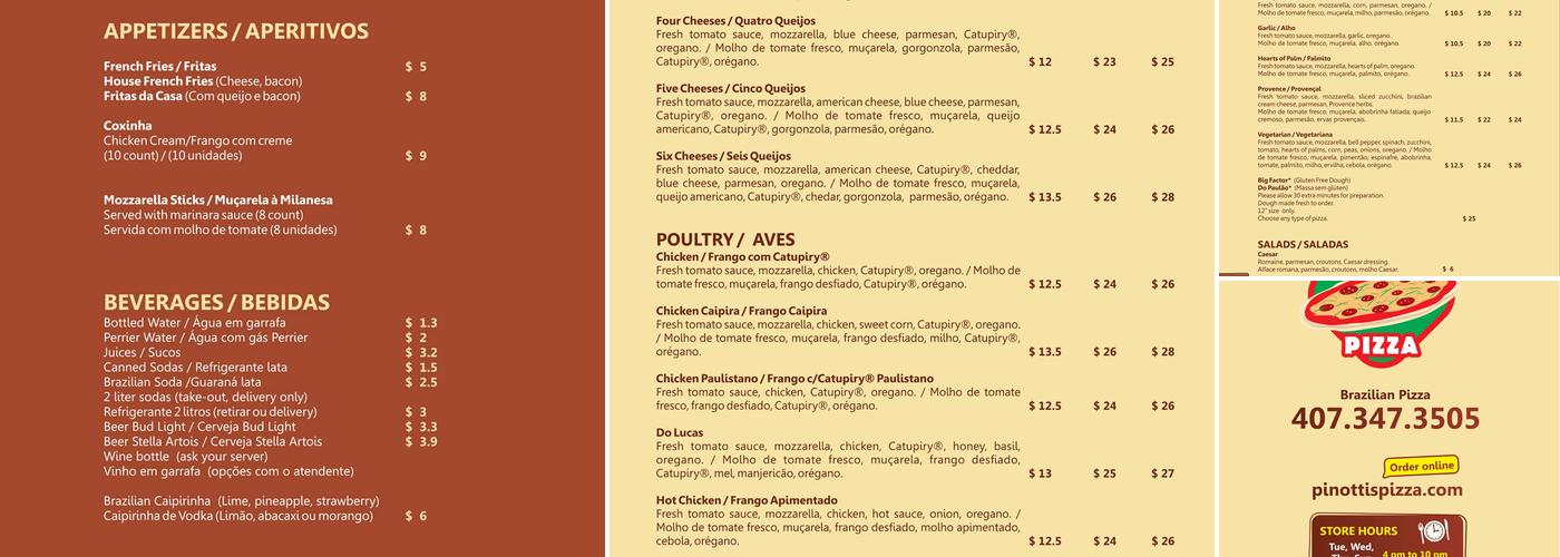 Pinotti's Pizza Menu