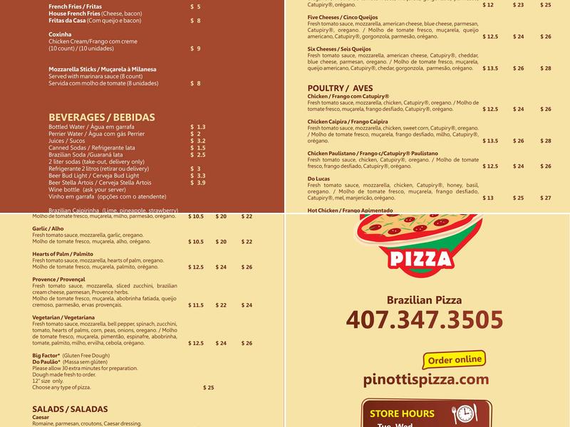 Pinotti's Pizza Menu