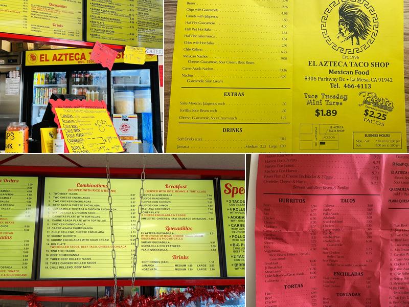 El Azteca Taco Shop Menu
