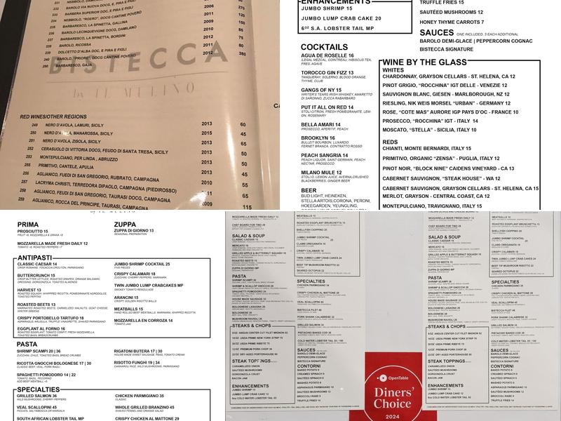 Bistecca By Il Mulino Menu