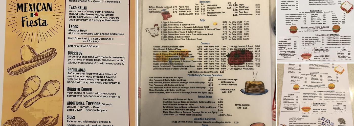 Phil-N-Cindy's Lunch Menu