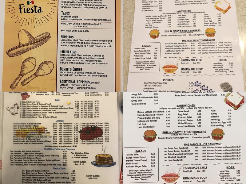 Phil-N-Cindy's Lunch Menu