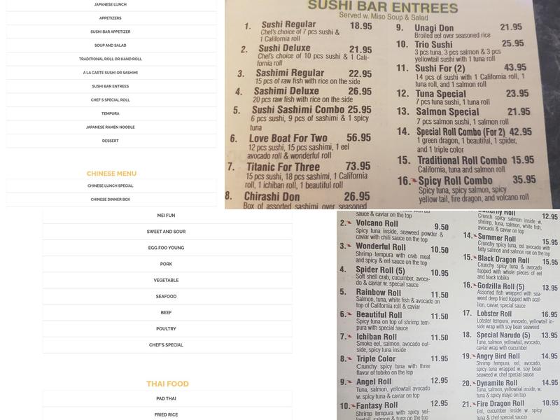 Ichiban Chinese & Sushi Restaurant Menu