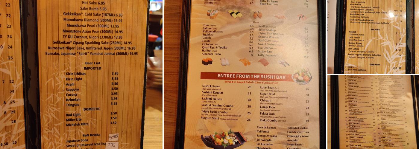 Fancy Sushi Menu