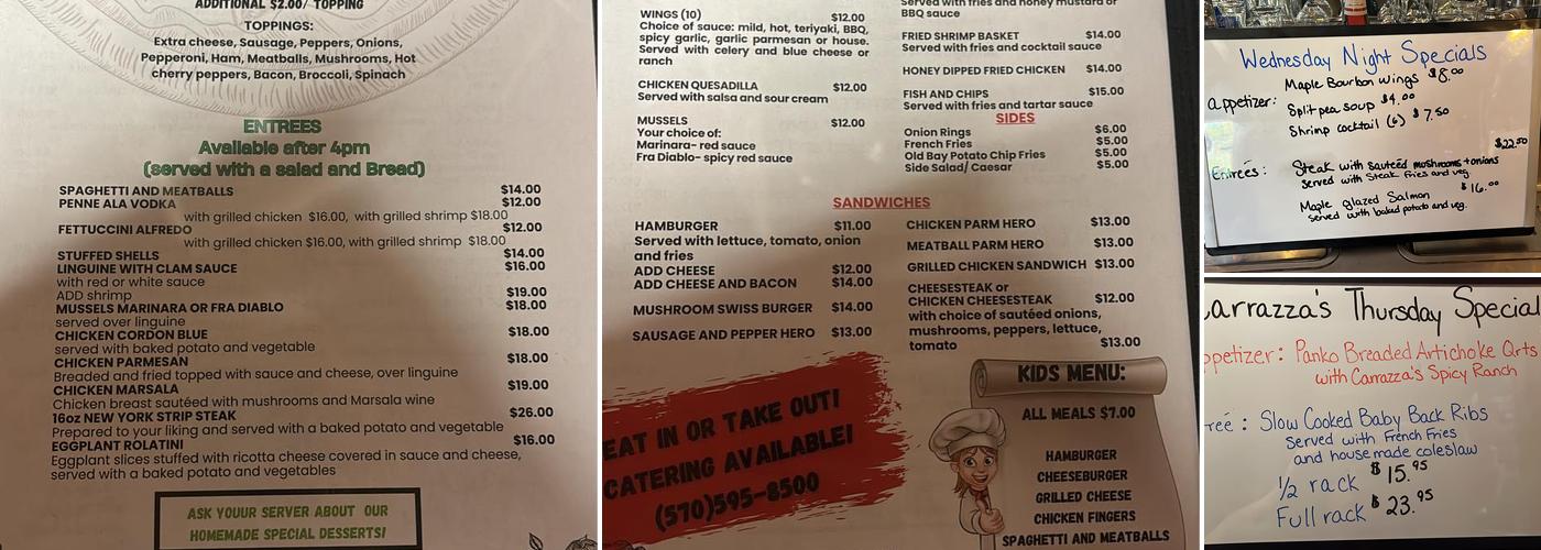 Carrazza's Menu