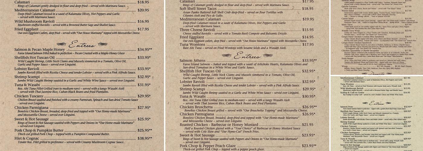 Forks At Buck Hill Inn Menu