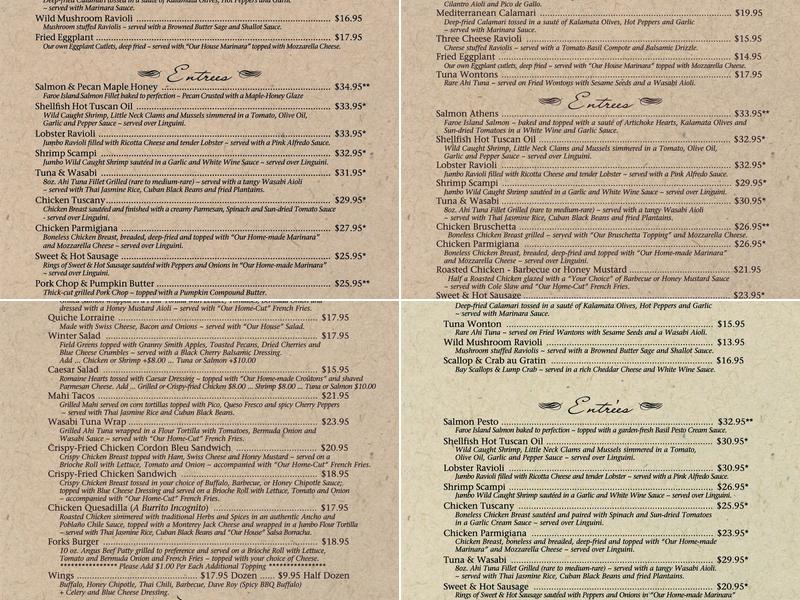 Forks At Buck Hill Inn Menu