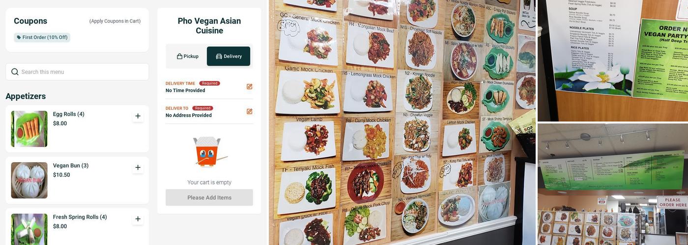 Phở Vegan Asian Cuisine Menu