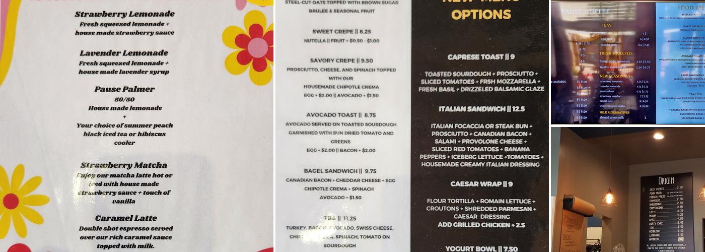 Pause Coffee House Menu