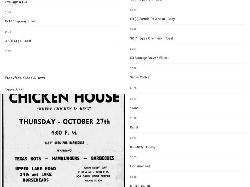 Curly's Chicken House Menu