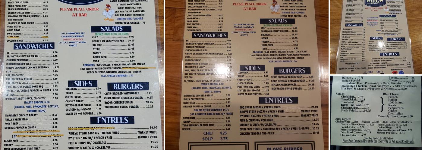 Elbow Room Menu