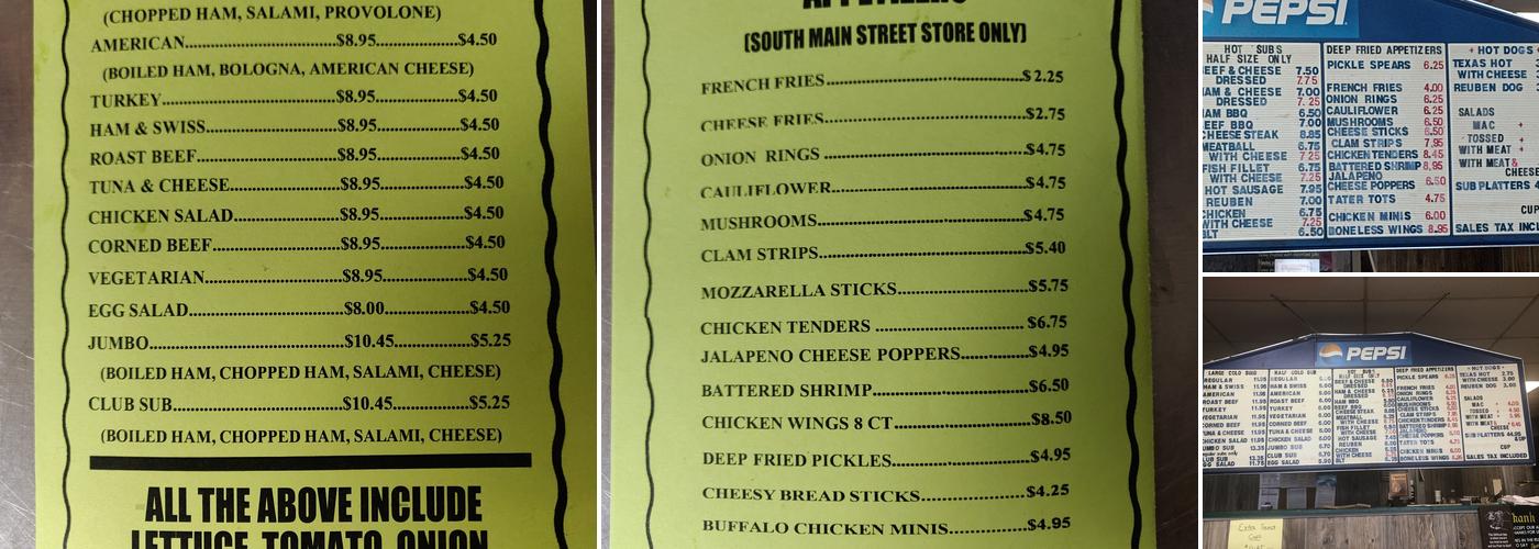 Southside Sub Shop Menu
