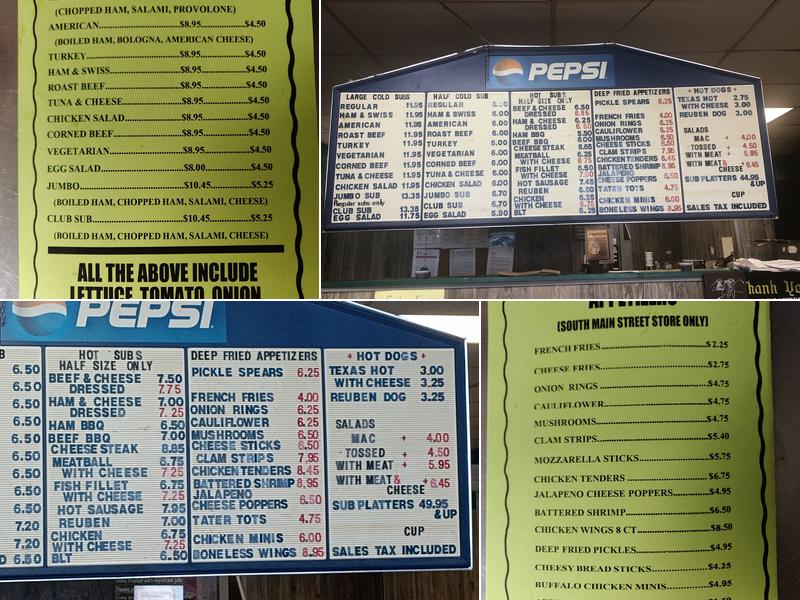 Southside Sub Shop Menu
