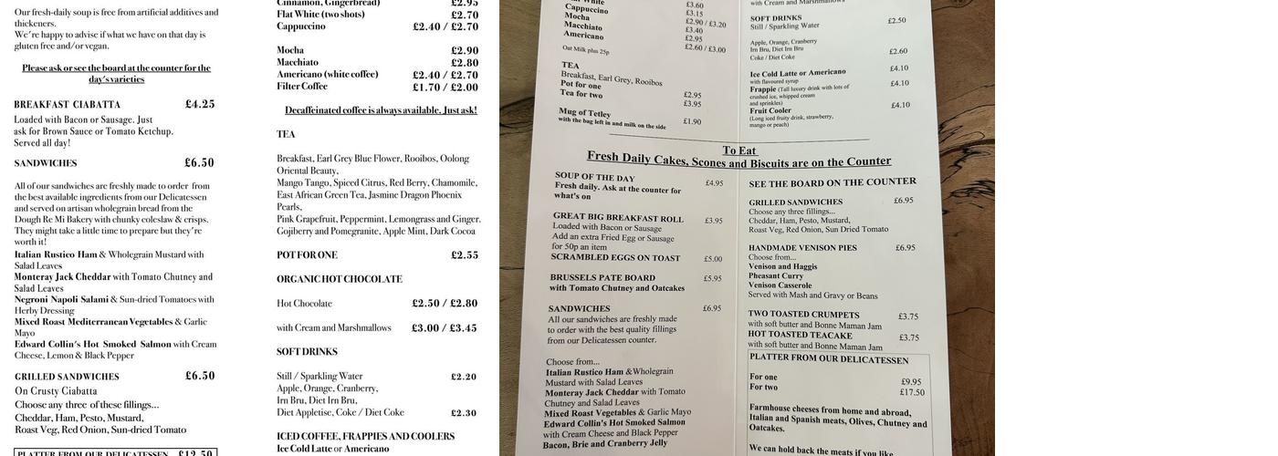 Why Not Galashiels Menu
