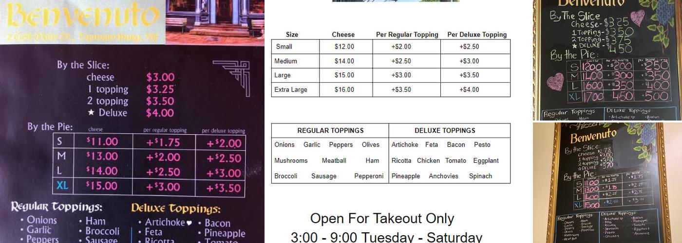 New York Pizzeria Menu