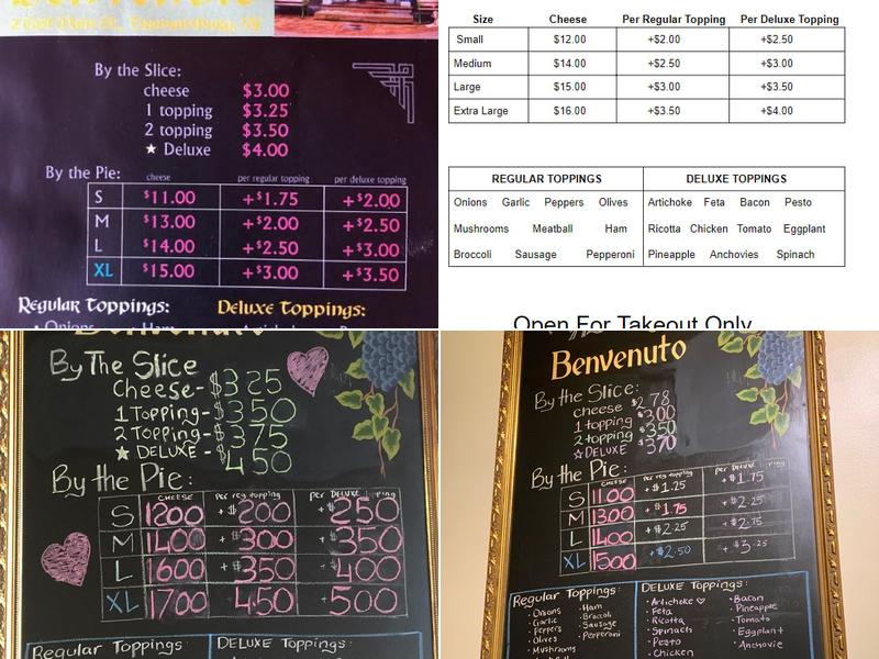 New York Pizzeria Menu