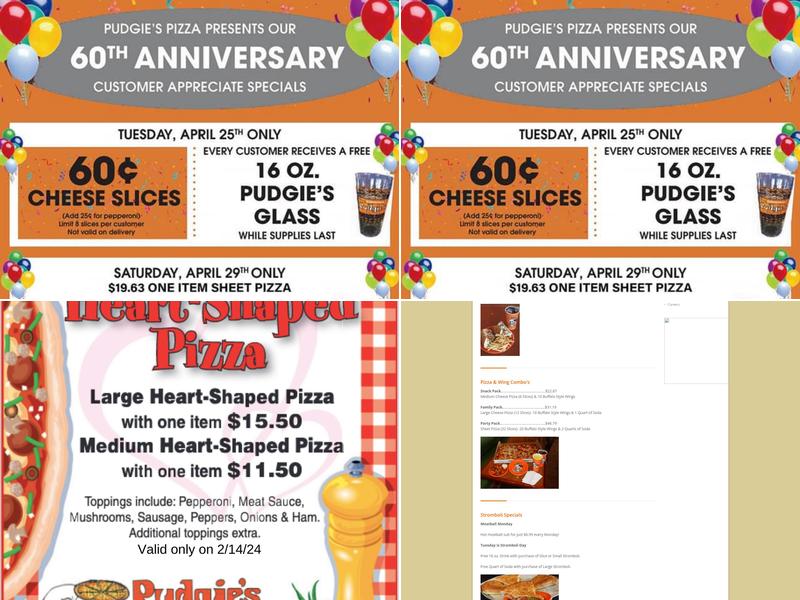 Pudgie's Pizza Menu