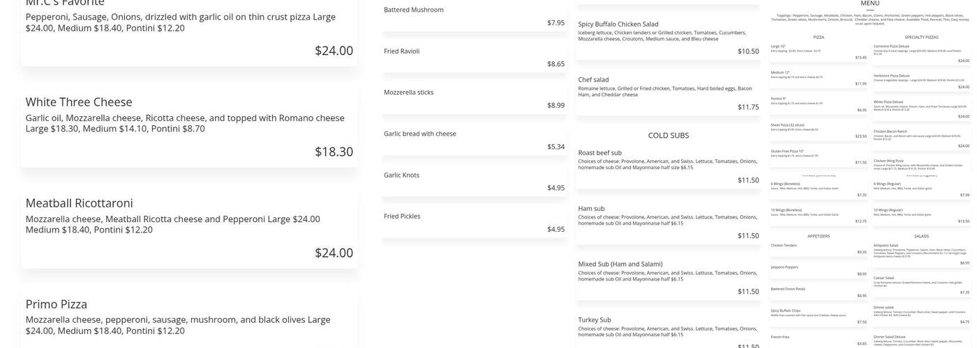 Pontillo's Pizzeria Cortland Menu