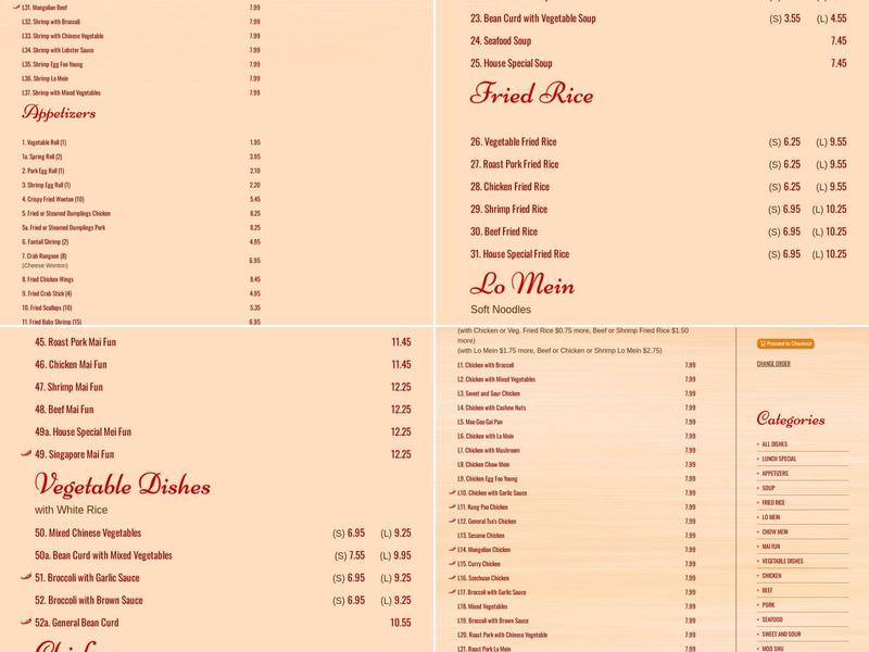 China City Menu