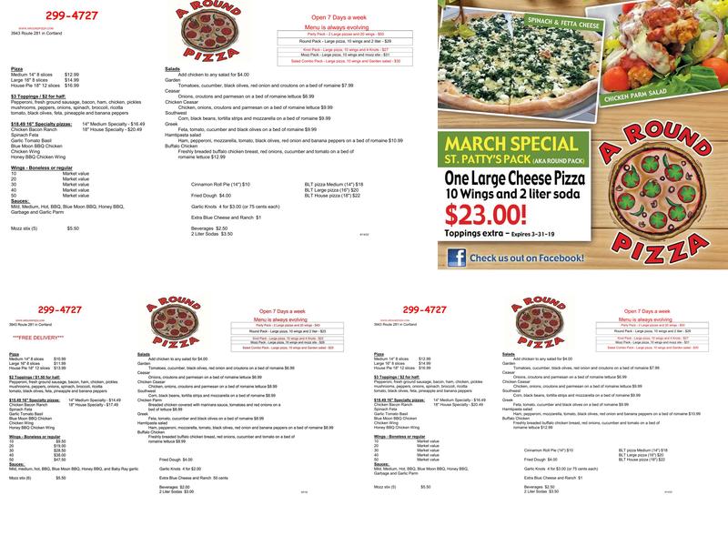 A Round Pizza Menu