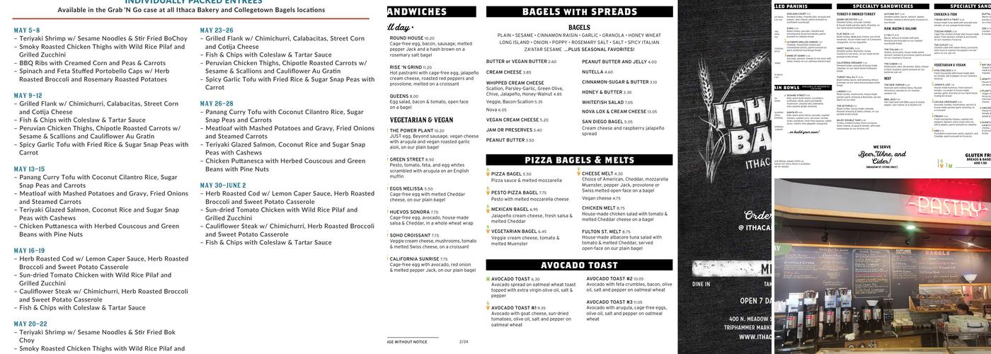 Ithaca Bakery Menu