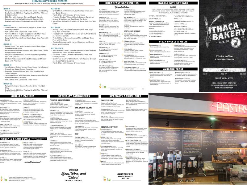 Ithaca Bakery Menu