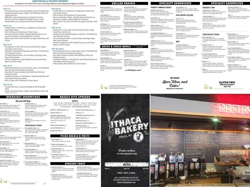 Ithaca Bakery Menu