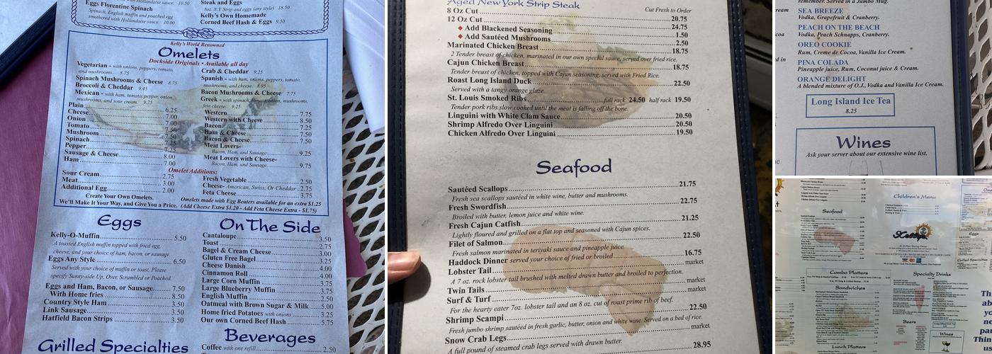 Kelly's Dockside Cafe Menu