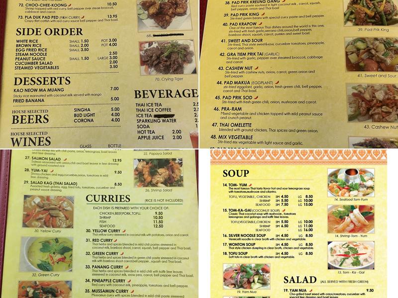 Basil Thai Cooking Menu